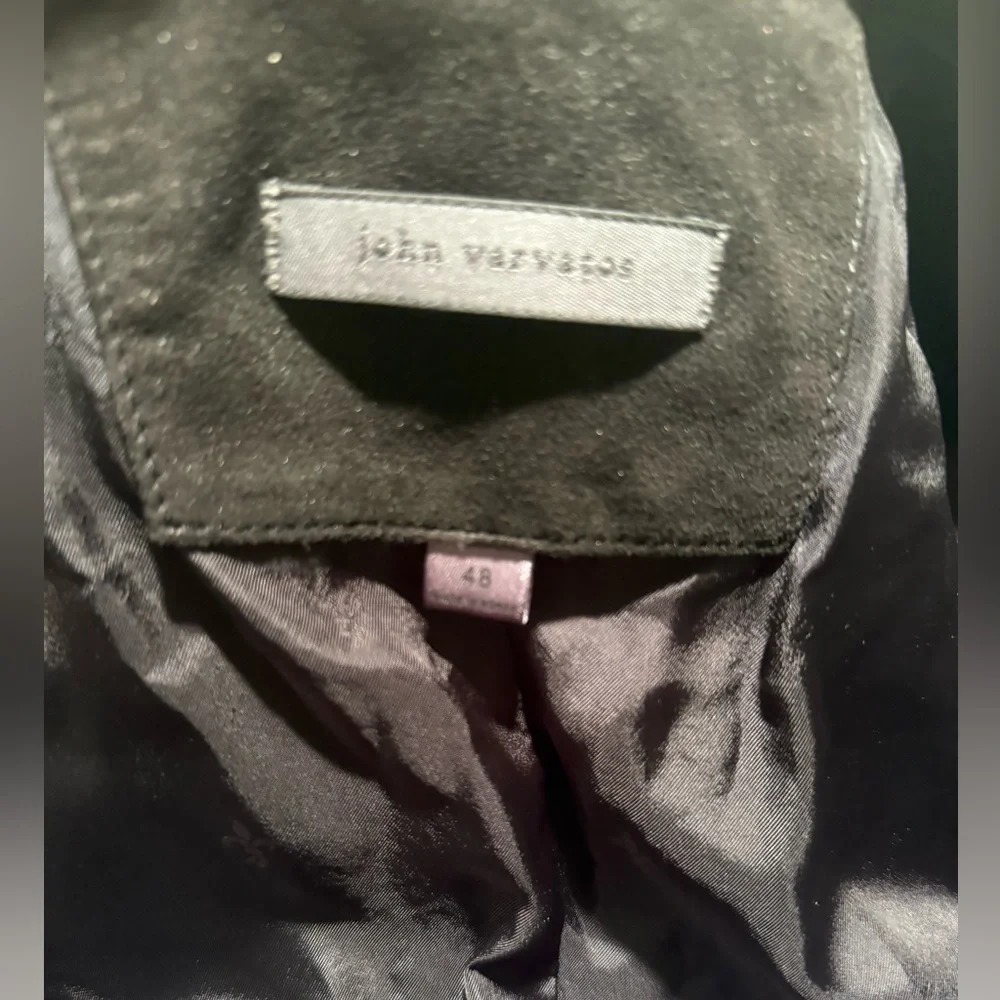 John Varvatos EUC Men's Size Eu 48 US 38 Black Double-Breasted Sheepskin Blazer - Picture 4 of 16